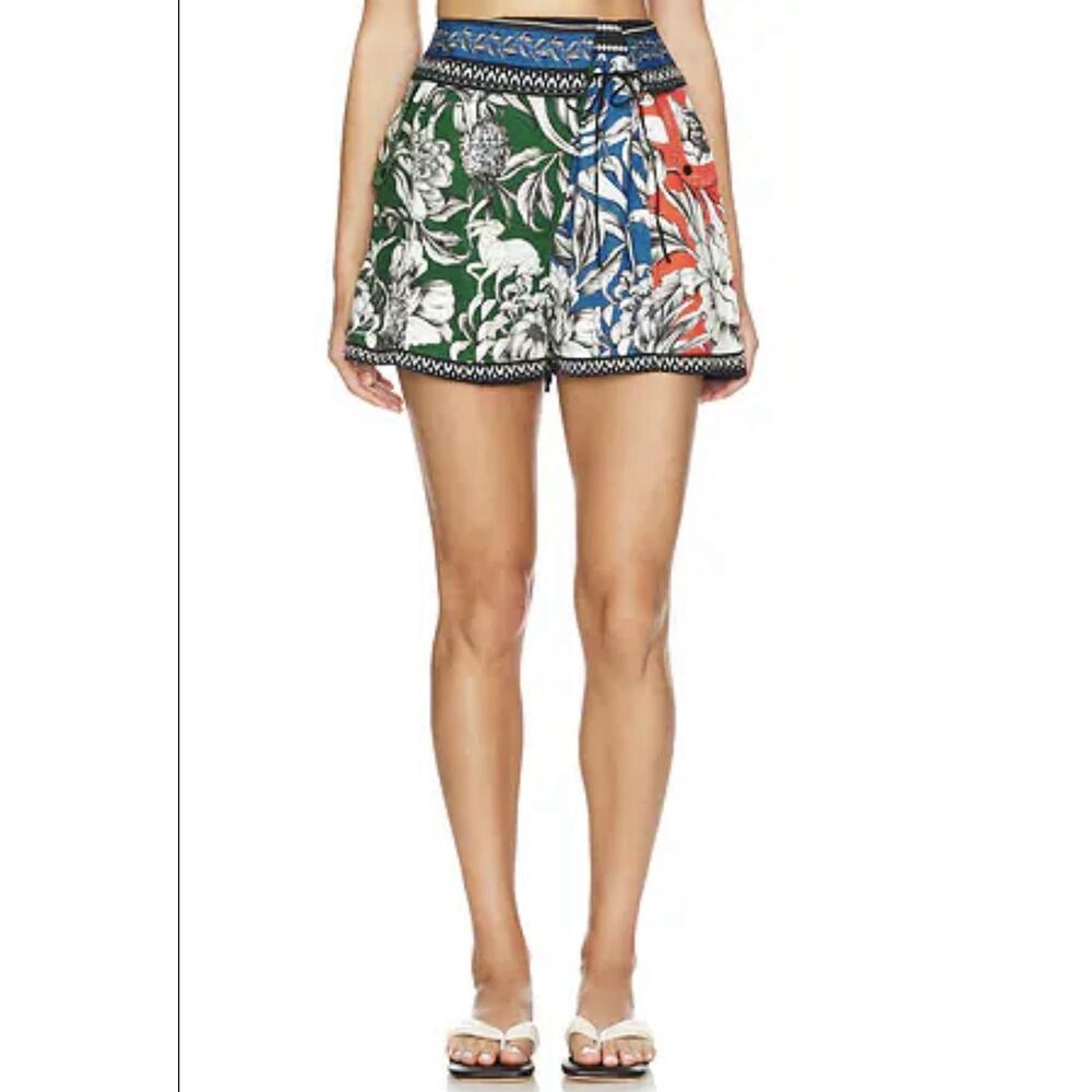 Agua Bendita Shorts Womens Medium Multicolor Floral Wrap Cargo Pocket Boho